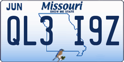 MO license plate QL3I9Z