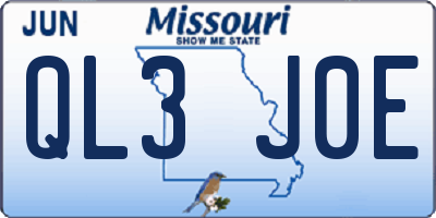MO license plate QL3J0E