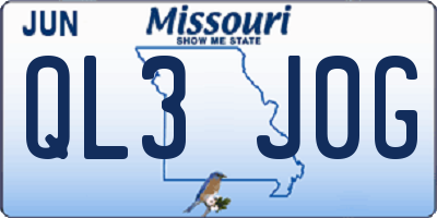 MO license plate QL3J0G