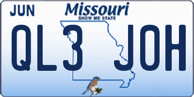 MO license plate QL3J0H