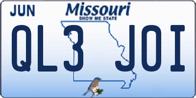 MO license plate QL3J0I