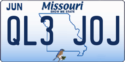 MO license plate QL3J0J