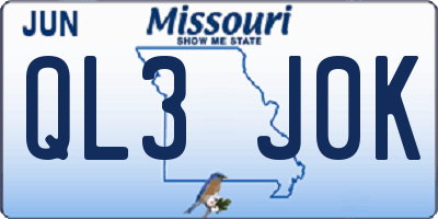MO license plate QL3J0K