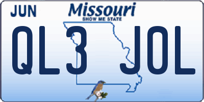 MO license plate QL3J0L
