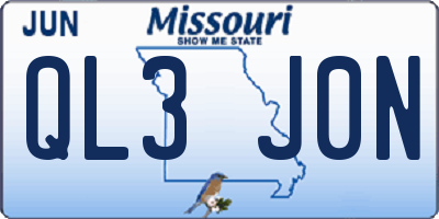 MO license plate QL3J0N