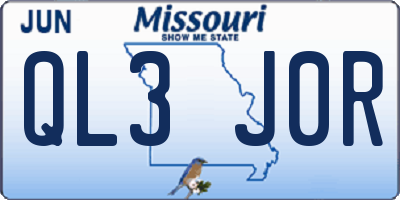 MO license plate QL3J0R
