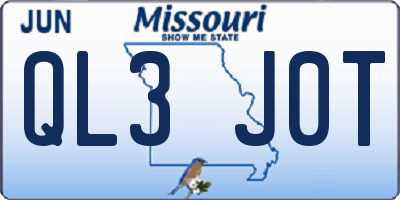 MO license plate QL3J0T