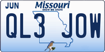 MO license plate QL3J0W