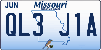 MO license plate QL3J1A