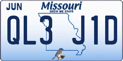 MO license plate QL3J1D