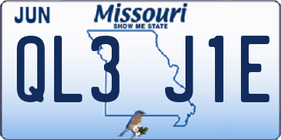 MO license plate QL3J1E