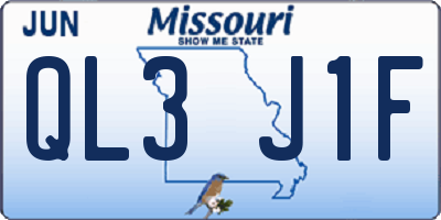 MO license plate QL3J1F