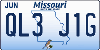 MO license plate QL3J1G