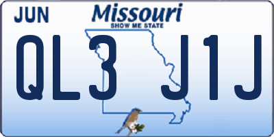 MO license plate QL3J1J