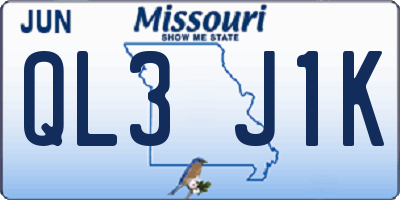 MO license plate QL3J1K