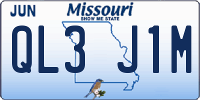 MO license plate QL3J1M