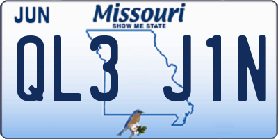 MO license plate QL3J1N