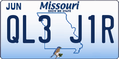 MO license plate QL3J1R
