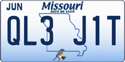 MO license plate QL3J1T