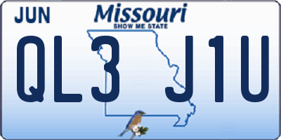MO license plate QL3J1U