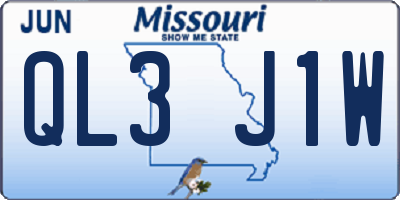 MO license plate QL3J1W