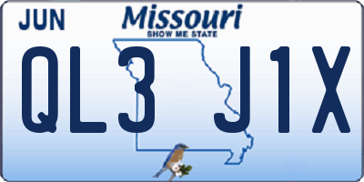 MO license plate QL3J1X