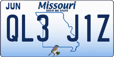 MO license plate QL3J1Z