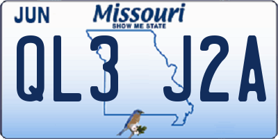 MO license plate QL3J2A