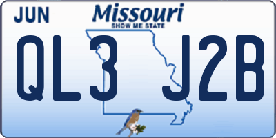 MO license plate QL3J2B