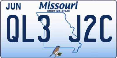 MO license plate QL3J2C