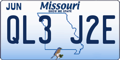 MO license plate QL3J2E