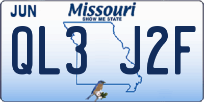 MO license plate QL3J2F