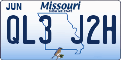 MO license plate QL3J2H