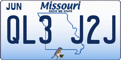 MO license plate QL3J2J