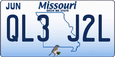 MO license plate QL3J2L