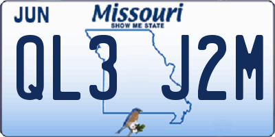 MO license plate QL3J2M