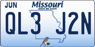 MO license plate QL3J2N