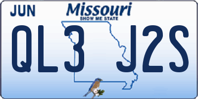 MO license plate QL3J2S
