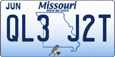 MO license plate QL3J2T
