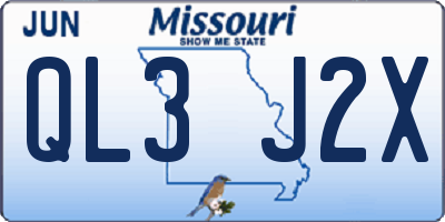 MO license plate QL3J2X