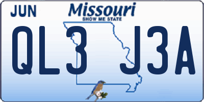MO license plate QL3J3A