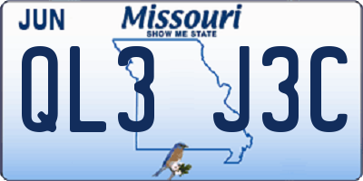 MO license plate QL3J3C