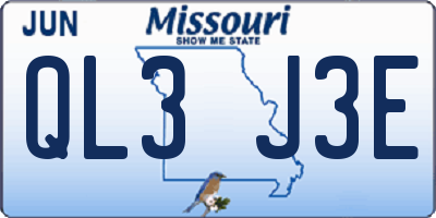MO license plate QL3J3E