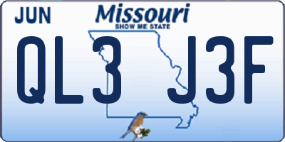 MO license plate QL3J3F