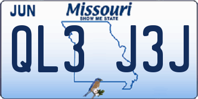 MO license plate QL3J3J