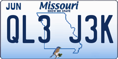 MO license plate QL3J3K