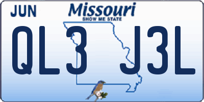 MO license plate QL3J3L