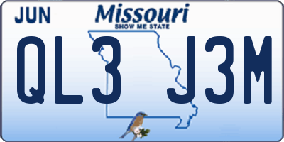 MO license plate QL3J3M