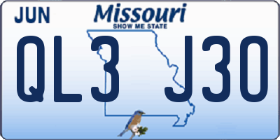 MO license plate QL3J3O