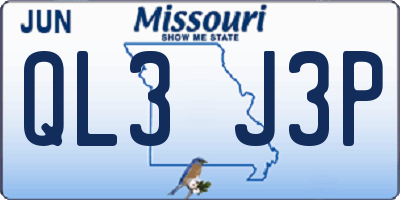 MO license plate QL3J3P
